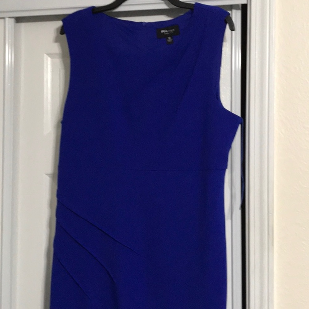 Blue sleeveless sheath dress